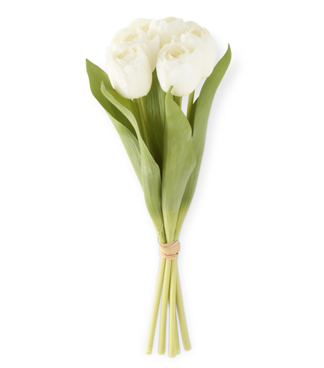 13 Inch White Real Touch Tulip Bundle (6 Stem)