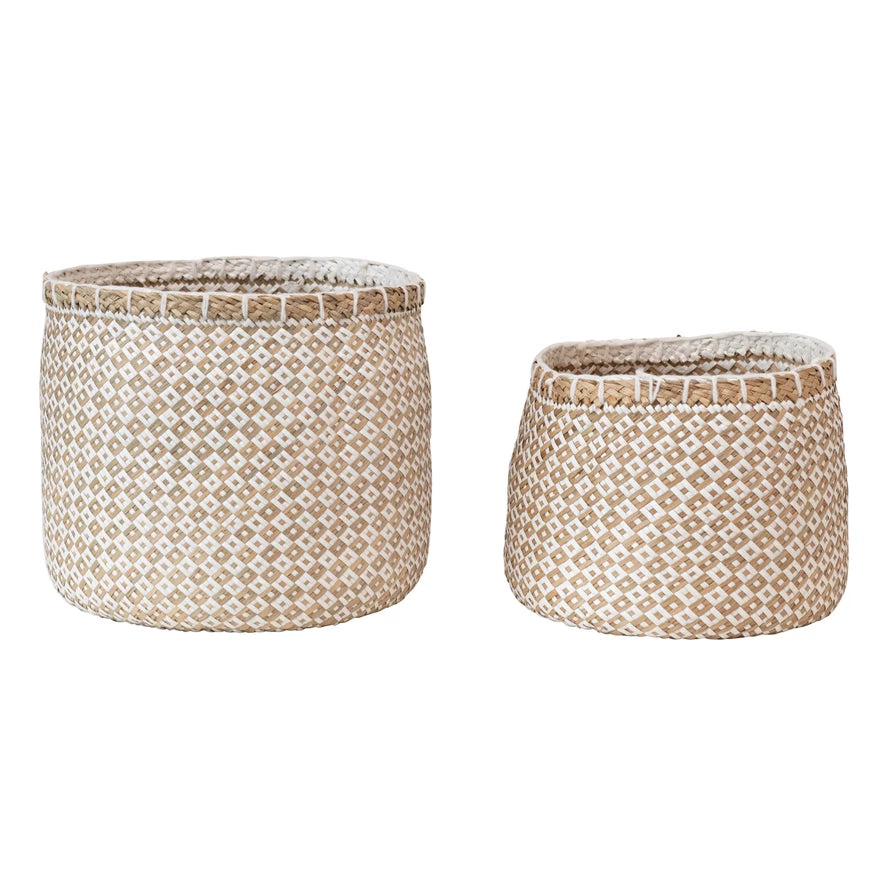 Hand-Woven Baskets with Pattern | Set of 2